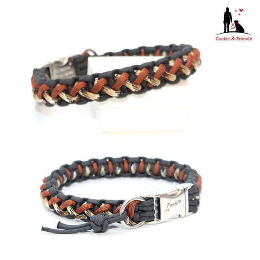 Paracord Halsband Floating Colors Smal - Farben: Schwarz, Rust, Smores