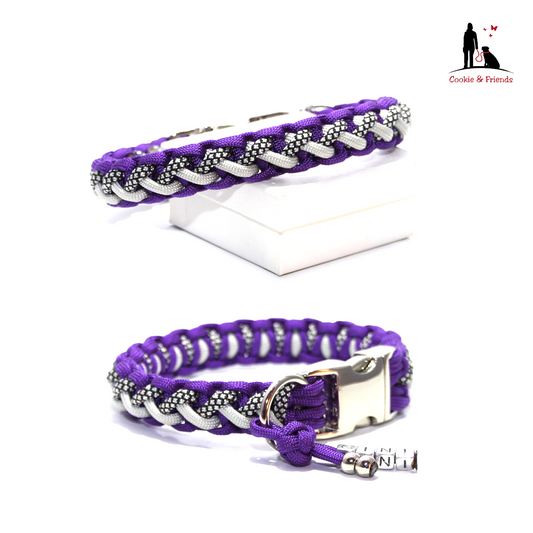 Paracord Halsband Floating Colors Smal - Farben: Acid Purple, Silver Diamonds, Silvergrey