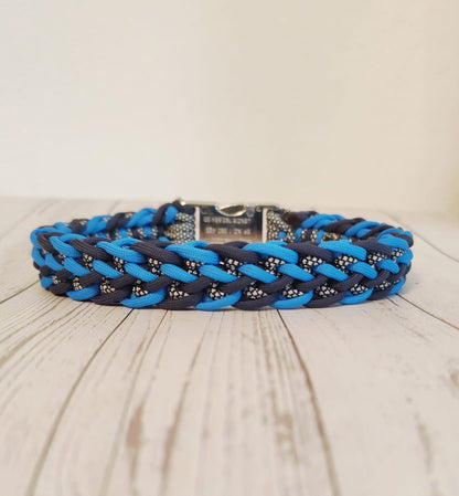 Paracord Halsband Floating Colors - Farben: Navy Blue, Colonial Blue, Silver Diamonds