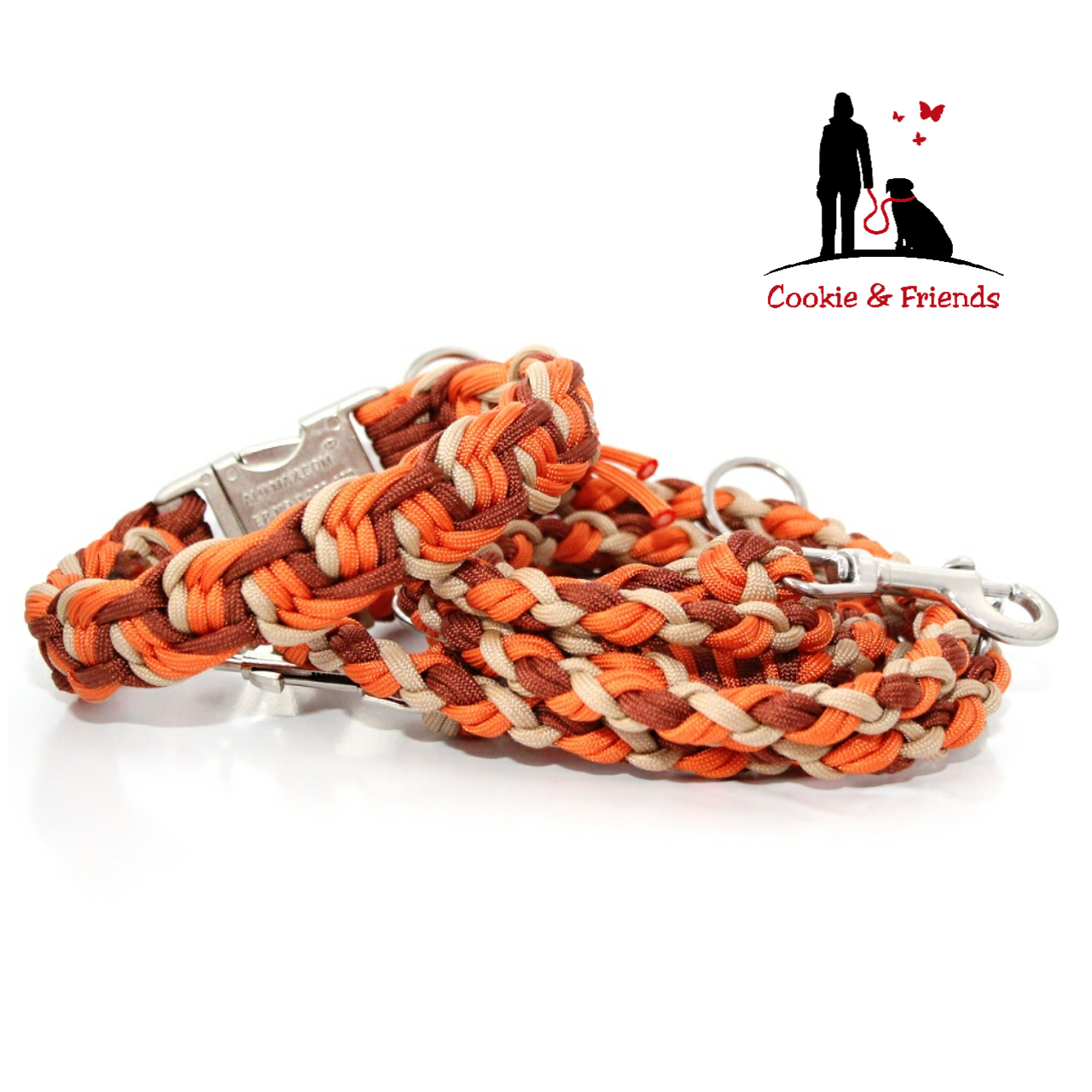 Paracord Halsband Dance - Farben: Fox Orange, Rust, Sand