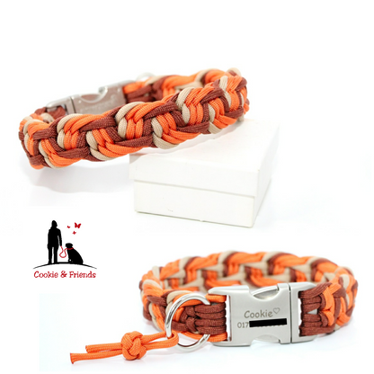 Paracord Halsband Dance - Farben: Fox Orange, Rust, Sand