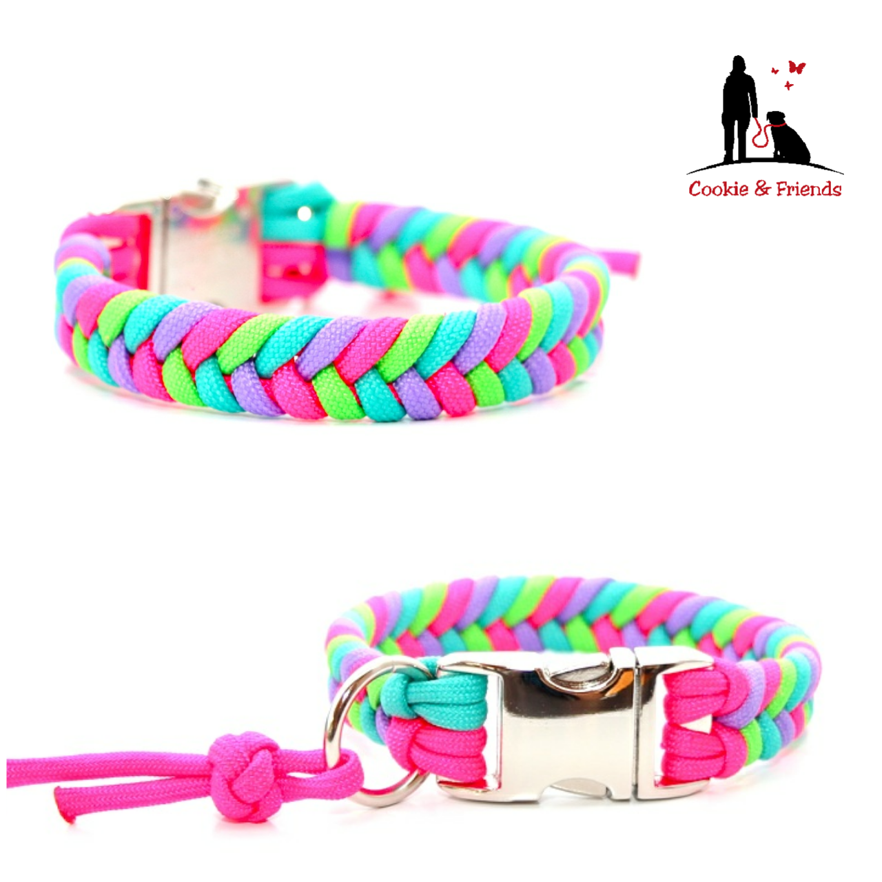 Paracord Halsband Konfetti - Farben: Neon Pink, Neon Green, Türkis, Lilac