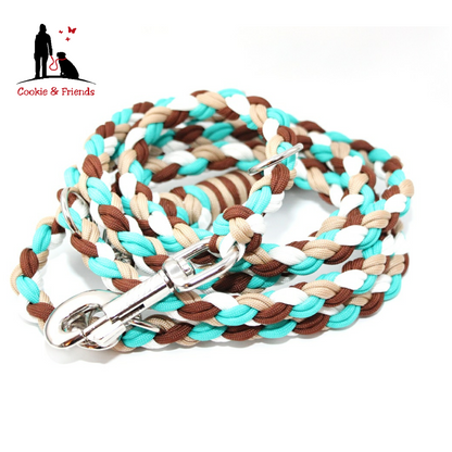 Paracord Leine - Maxi - Farben: Bright Türkis, Sand, Chocolate, White