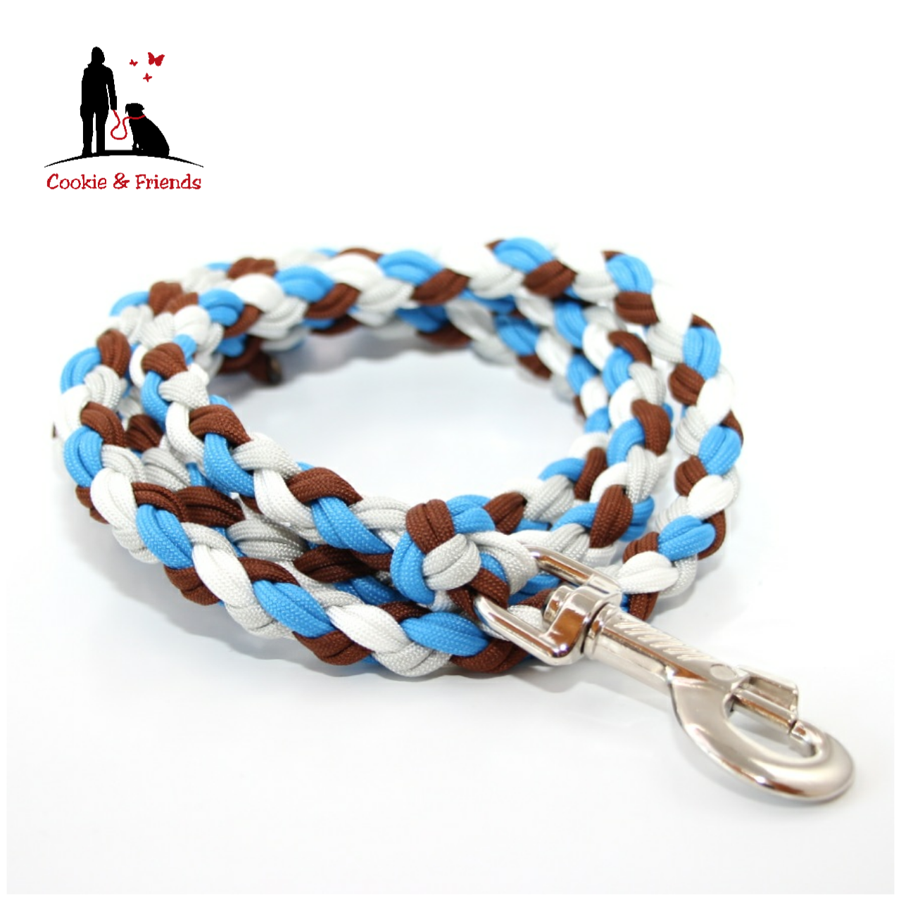 Paracord Leine - Maxi - Farben: Colonial Blue, Silvergrey, Chocolate