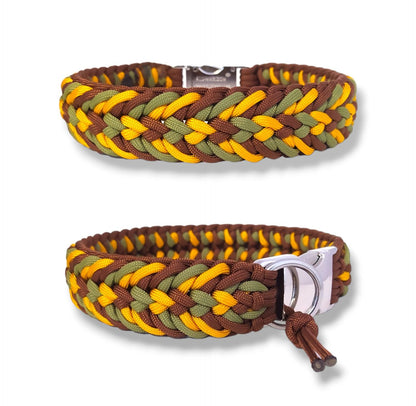 Paracord Halsband Fun - Farben: Rust, Goldenrod, Moos