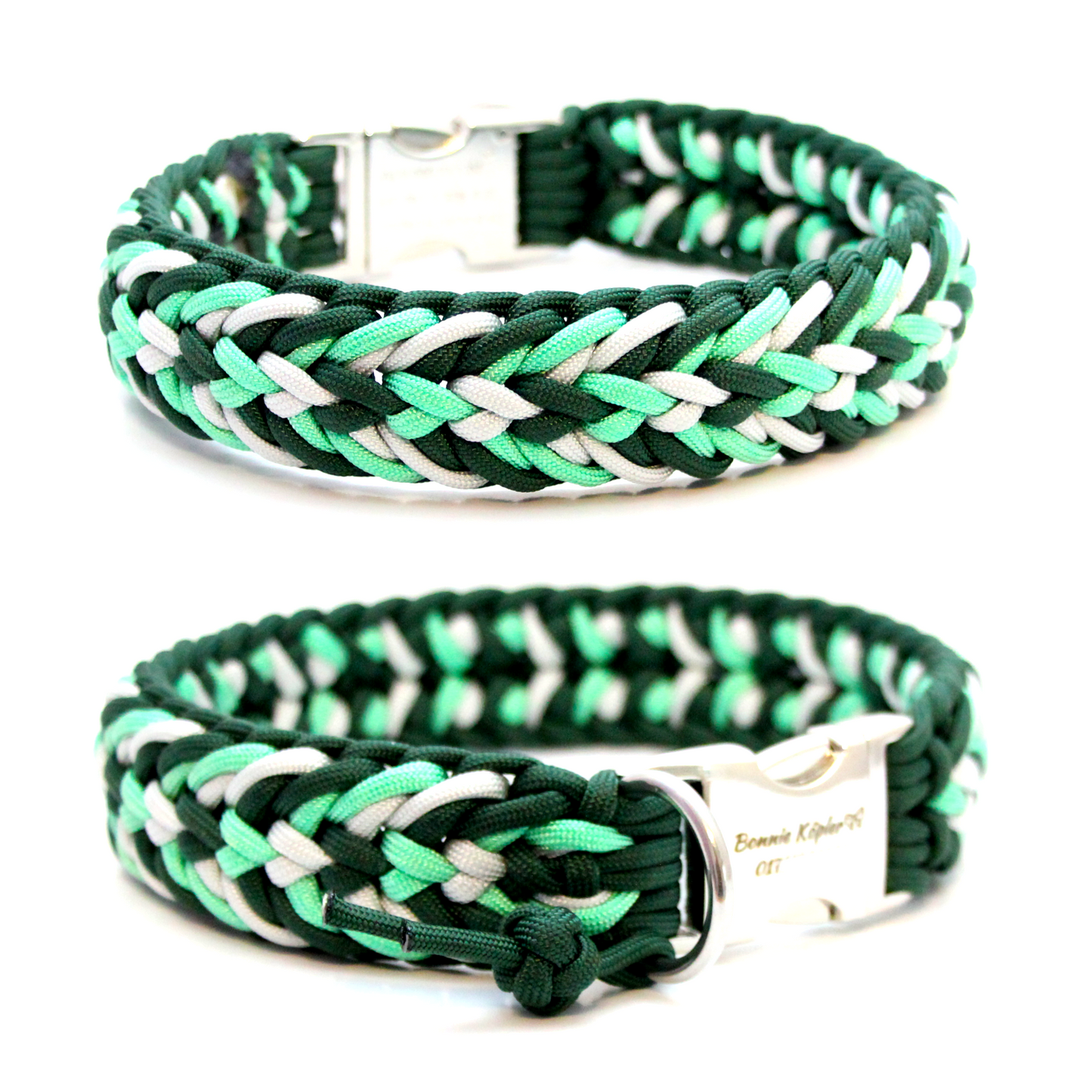 Paracord Halsband Fun - Farben: Emerald Green, Mint, Silver Grey