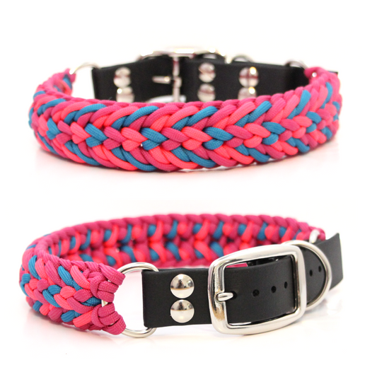 Paracord Halsband Fun - Farben: Fuchsia, Pink, Caribbean Blue