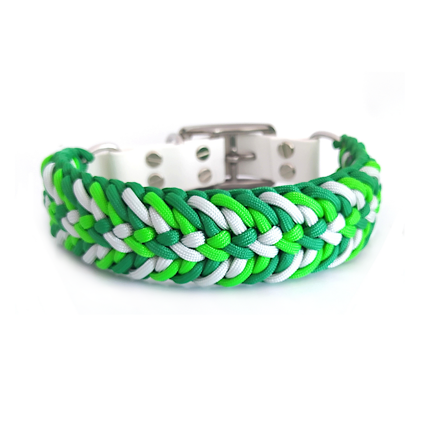 Paracord Halsband Fun - Farben: Kelly Green, Neon Green, Silvergrey