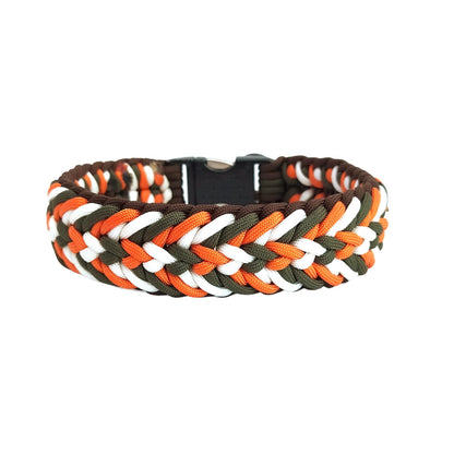 Paracord Halsband Fun - Farben: Walnut, Olive, White, Fox Orange