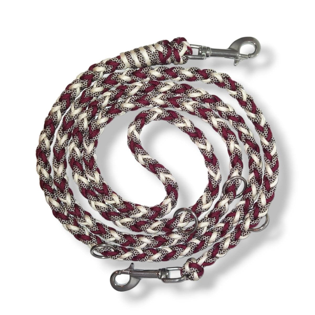 Paracord Leine - Colour Shake - Farben: Burgundy, Creme, Walnut Diamonds