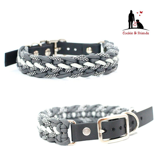 Paracord Halsband Floating Colors - Farben:  Anthrazite, Silvergrey, Silver Diamonds