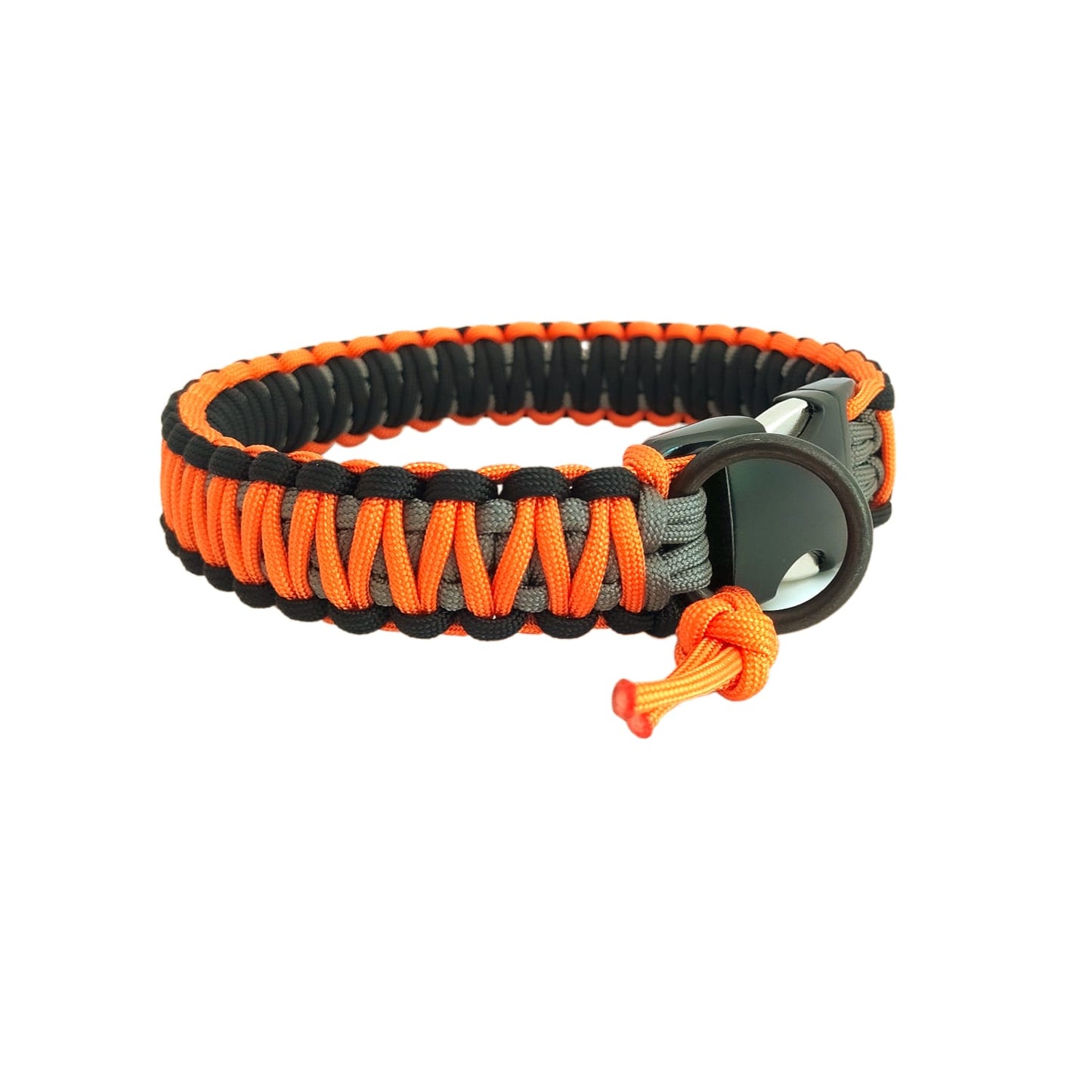 Paracord Halsband King Cobra - Farben: Fox Orange, Schwarz, Charcoal Grey