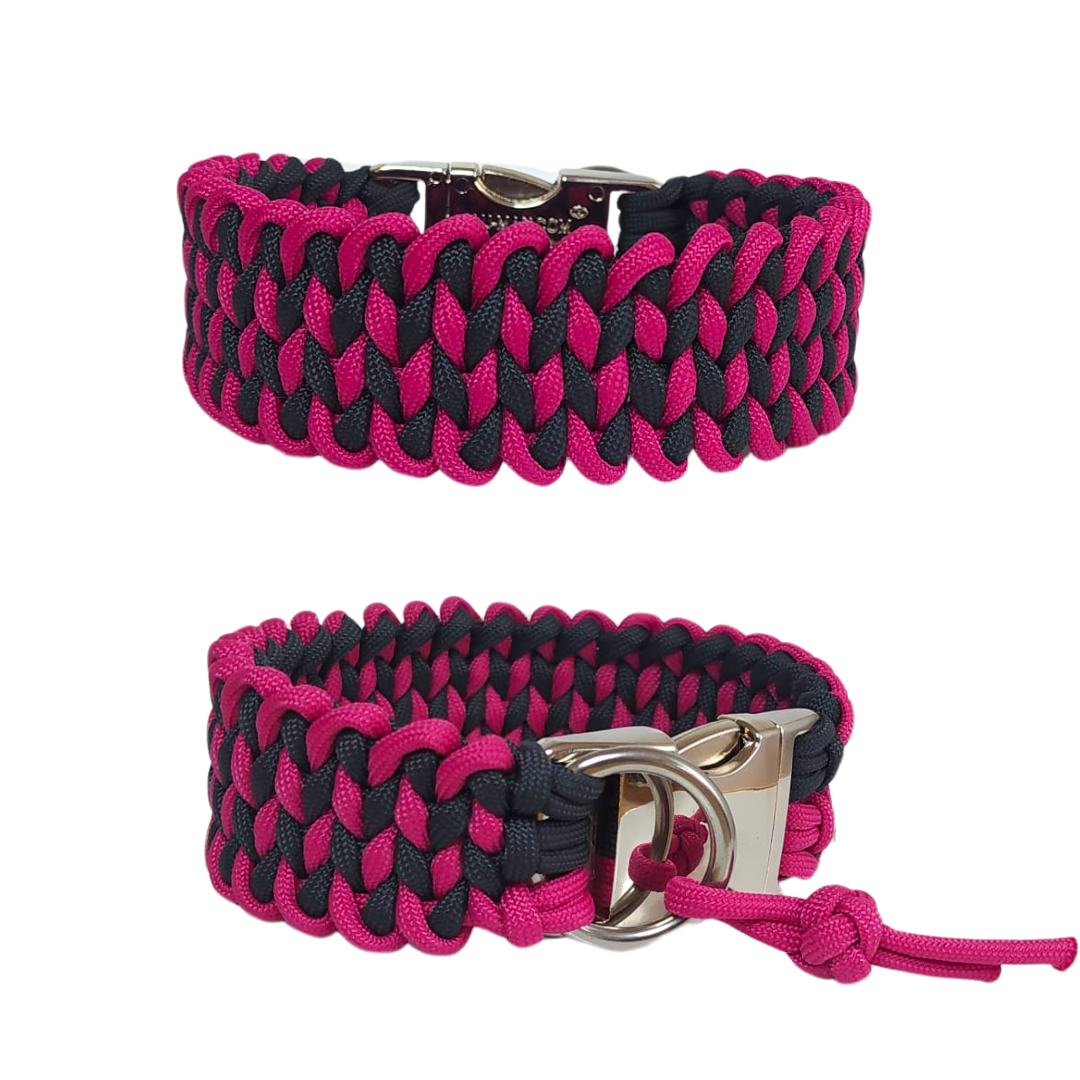 Paracord Halsband Knitted - Farben: Fuchsia & Anthrazit