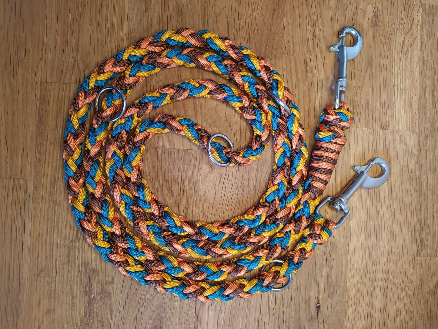 Paracord Leine - Colour Shake - Farben: Goldenrod, Chocolate, Teal, Fox Orange