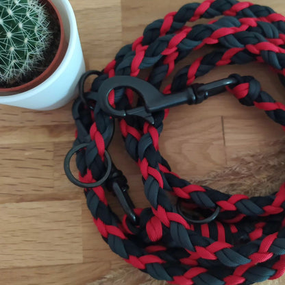 Paracord Leine - Medi - Farben: Schwarz, Imperial Red, Anthrazit