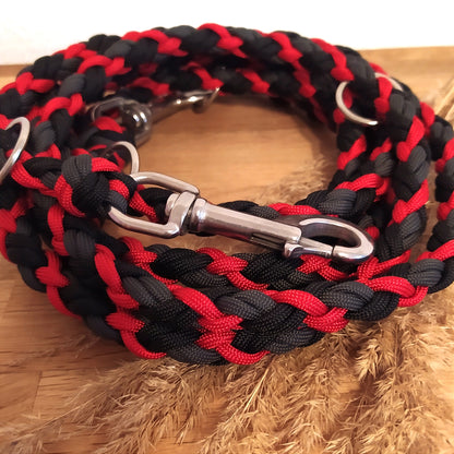 Paracord Leine - Medi - Farben: Schwarz, Imperial Red, Anthrazit