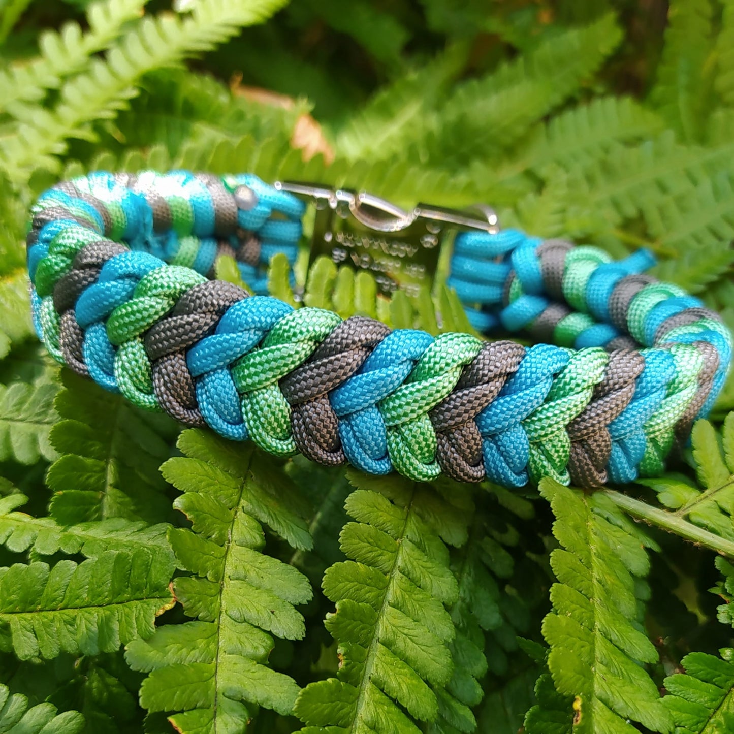 Paracord Halsband Little Snake - Farben: Türkis, Mint, Charcoal Grey