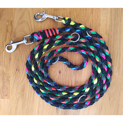 Paracord Leine - Maxi - Farben: Regenbogen, Schwarz, Charcoal Diamonds