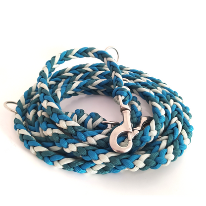 Paracord Leine - Arrow - Farben: Teal, Caribbean Blue, Silvergrey