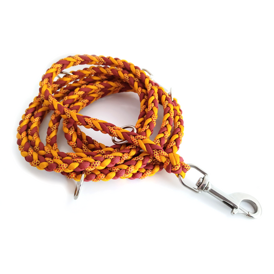 Paracord Leine - Arrow - Farben: Goldenrod, Sweet Fall, Crimson