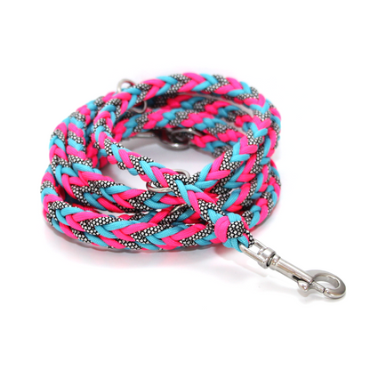 Paracord Leine - Arrow - Farben: Neon Pink, Türkis, Silver Diamonds