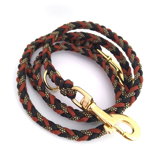 Paracord Leine - Arrow - Farben: Rust, Schwarz, Gold Diamonds