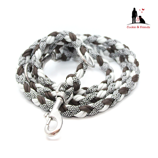 Paracord Leine - Maxi - Farben: Silvergrey, Acid Dark Brown, Silver Diamonds