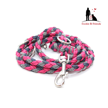 Paracord Leine - Maxi - Farben: Fuchsia, Navy, Silver Diamond