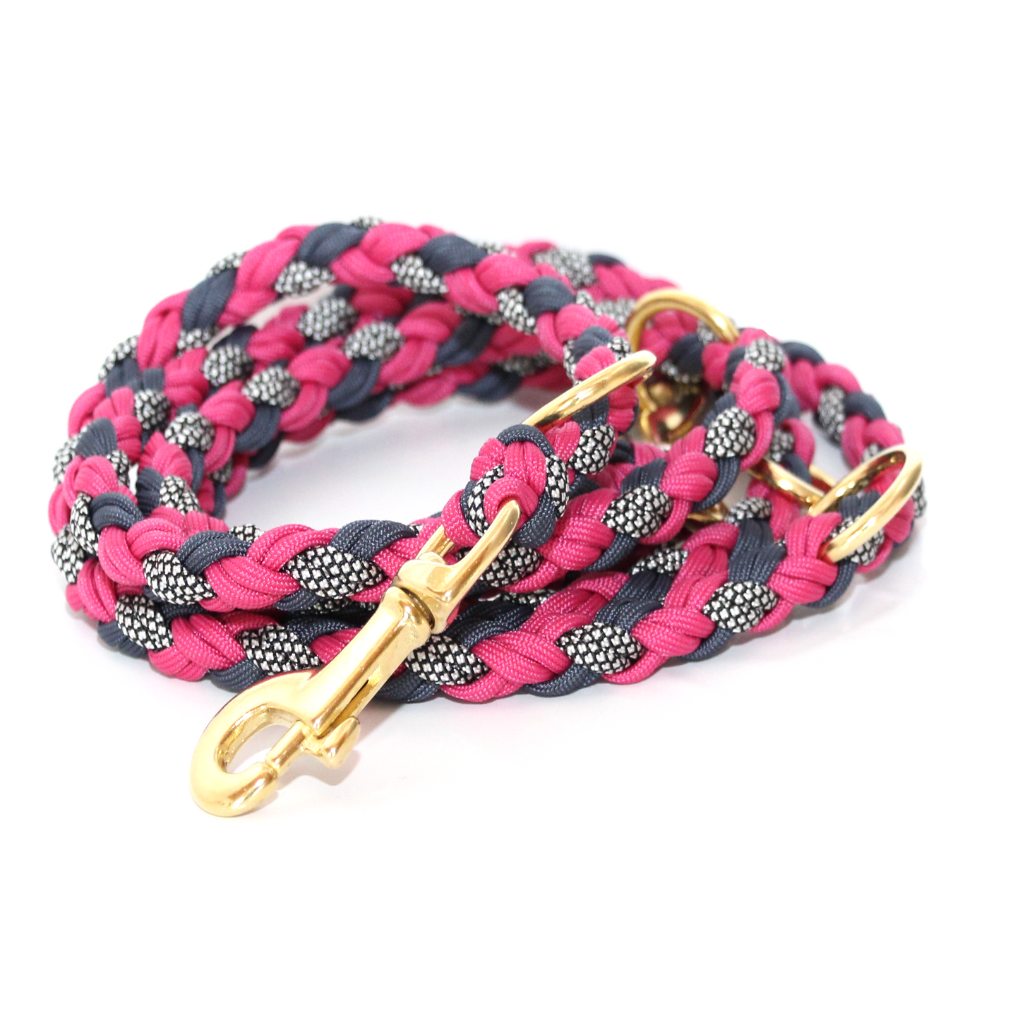 Paracord Leine - Maxi - Farben: Fuchsia, Navy, Silver Diamond