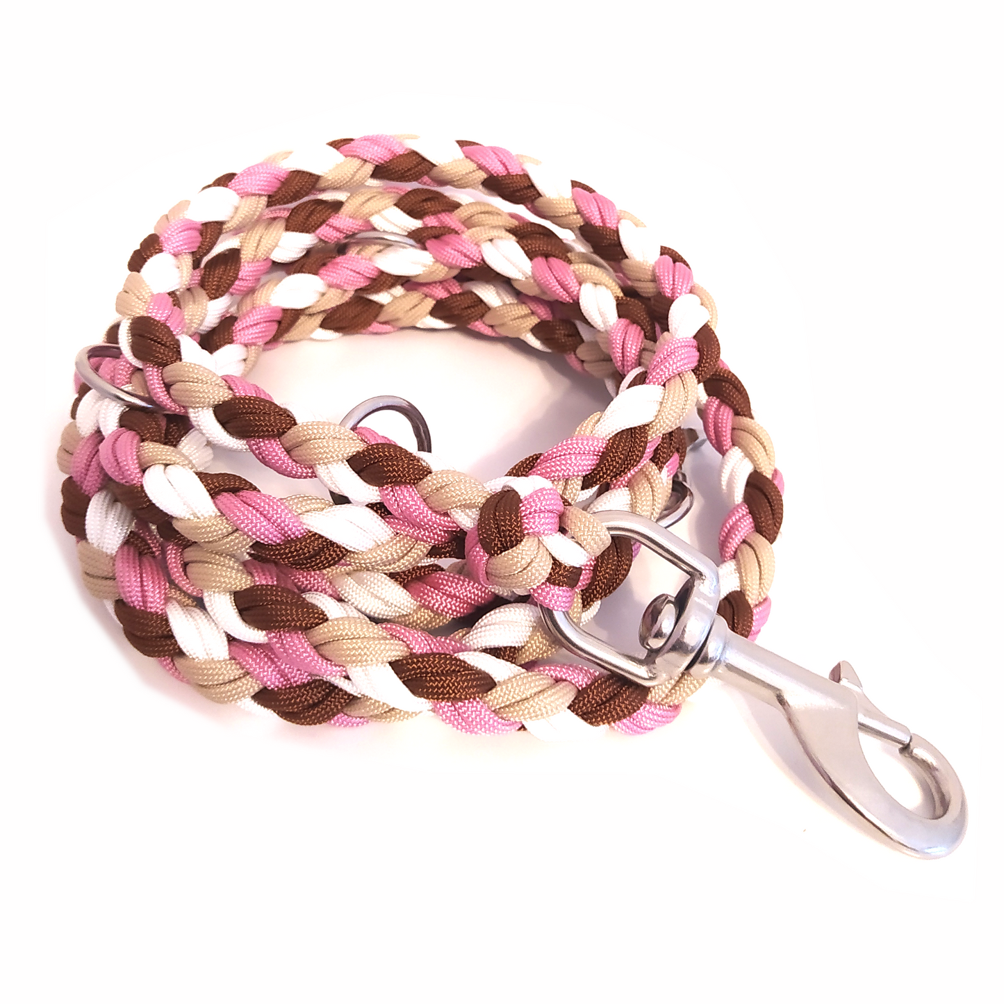 Paracord Leine - Maxi - Farben: Lavender Pink, White, Chocolate, Sand