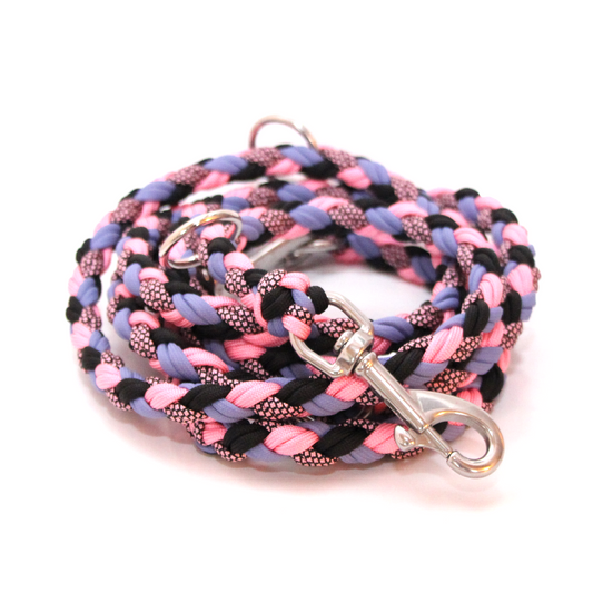 Paracord Leine - Maxi - Farben: Schwarz, Rose Pink, Lilac, Rose Pink Diamonds