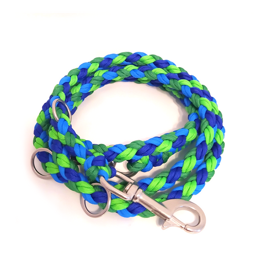 Paracord Leine - Maxi - Farben: Royal Blue, Neon Green, Emerald Green, Colonial Blue