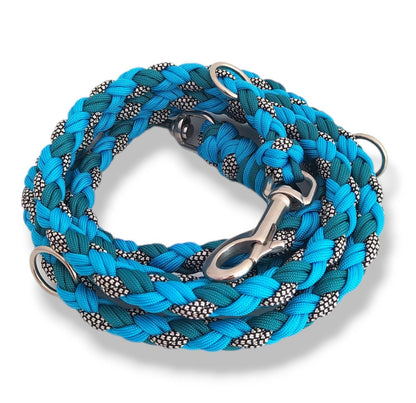 Paracord Leine - Maxi - Farben: Türkis, Teal Silver Diamonds