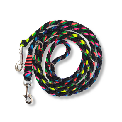 Paracord Leine - Maxi - Farben: Regenbogen, Schwarz, Charcoal Diamonds