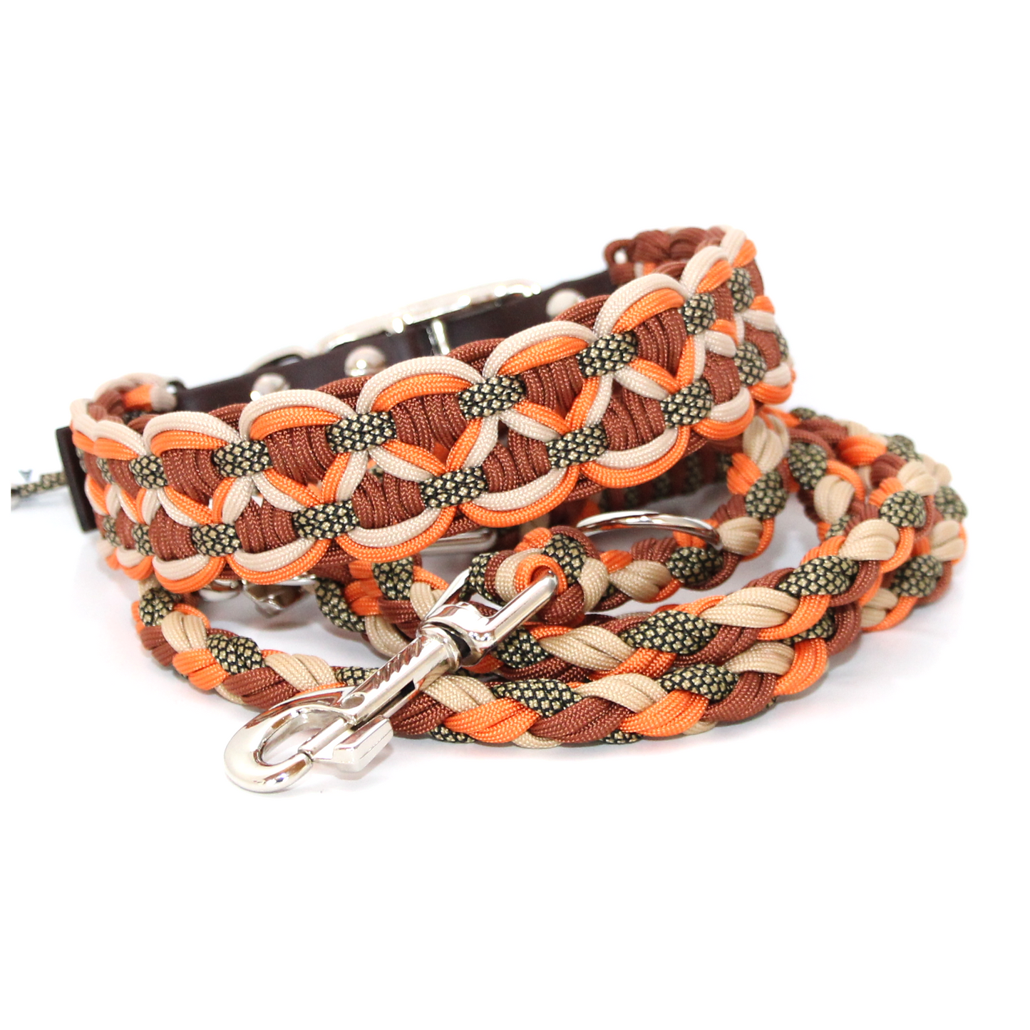 Paracord Halsband Big Wave - Farben: Rust, Fox Orange, Sand, Gold Diamonds