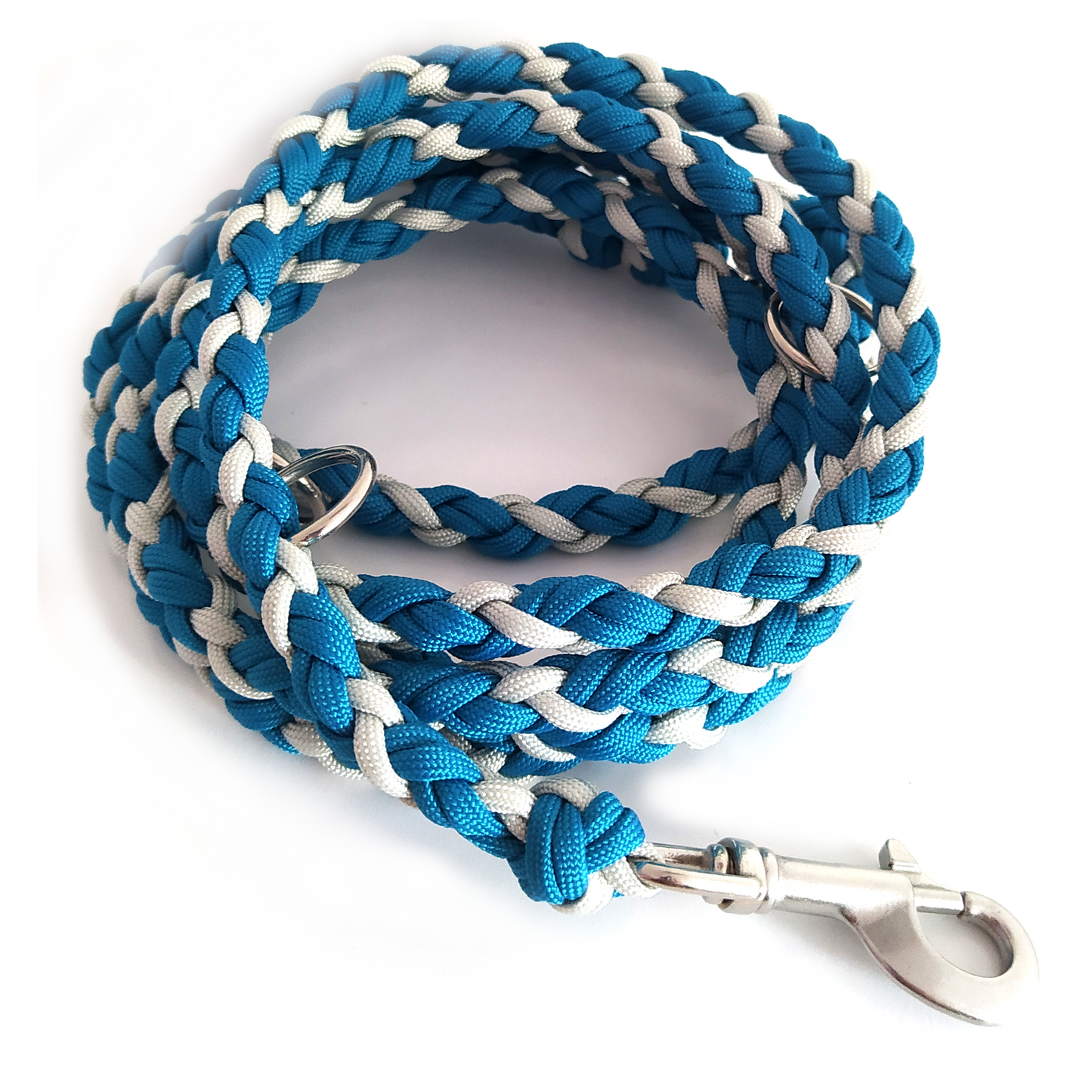 Paracord Leine - Medi - Farben: Caribbean Blue, Silvergrey