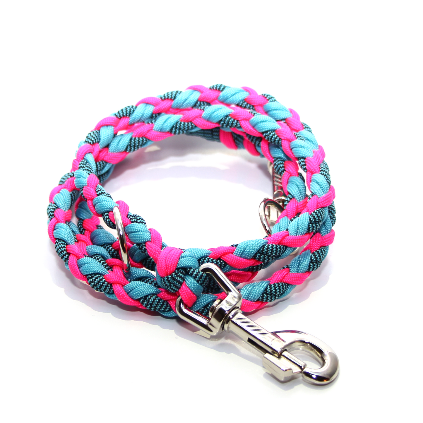 Paracord Leine - Medi - Farben: Shockwaves Türkis, Neon Pink, Türkis