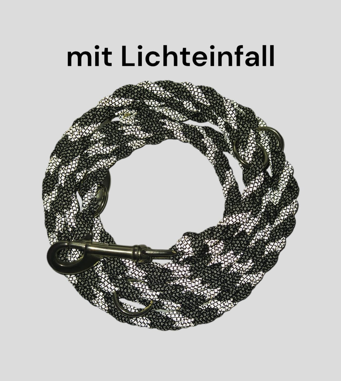 Paracord Leine - Medi - Farben: Reflektierendes Cord & Silver Diamonds