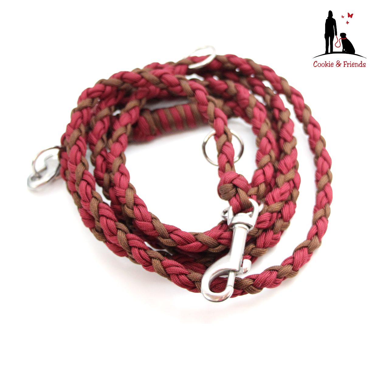 Paracord Leine - Medi - Farben: Walnut, Burgundy