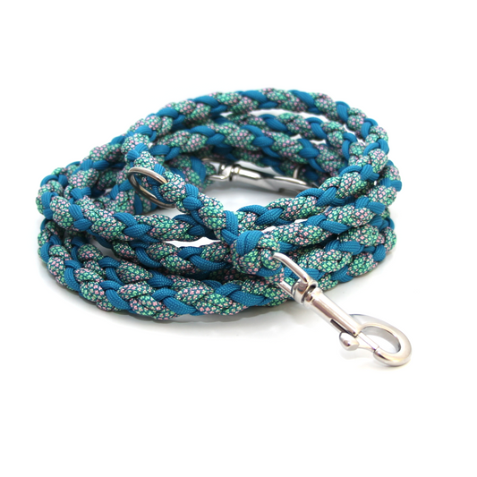 Paracord Leine - Medi - Farben: Victorian Rose, Caribbean Blue