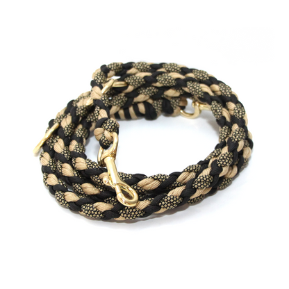 Paracord Leine - Medi - Farben: Schwarz, Gold, Gold Diamonds