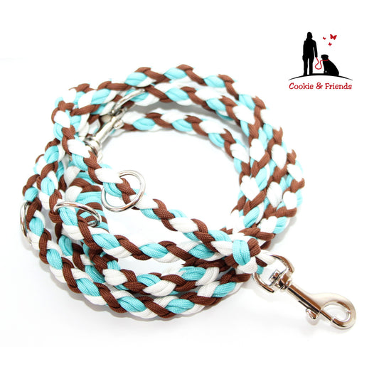 Paracord Leine - Medi - Farben: Türkis, Chocolate, White