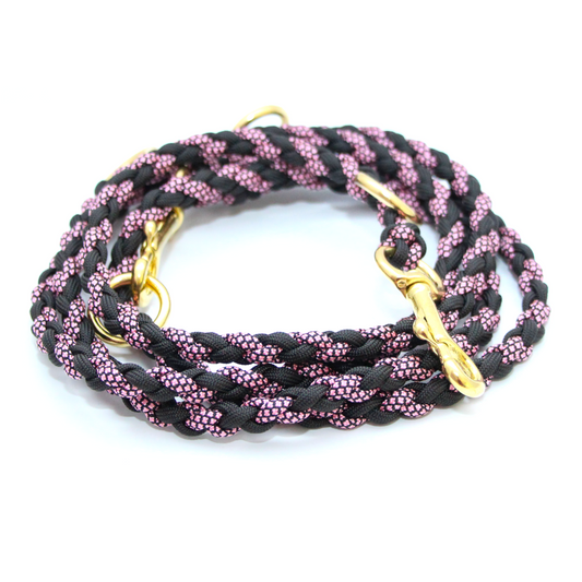 Paracord Leine - Mini - Farben: Schwarz, Rose Pink Diamonds