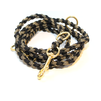 Paracord Leine - Mini - Farben: Schwarz, Gold Diamond