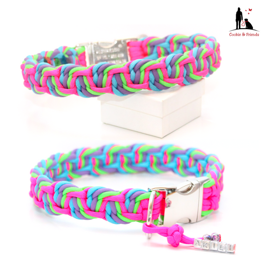 Paracord Halsband Dance - Farben: Neon Pink, Neon Green, Lilac, Türkis