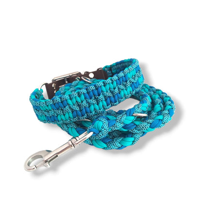 Paracord Halsband Zick Zack -  Farben: Bright Türkis, Caribbean Blue, Night Sky