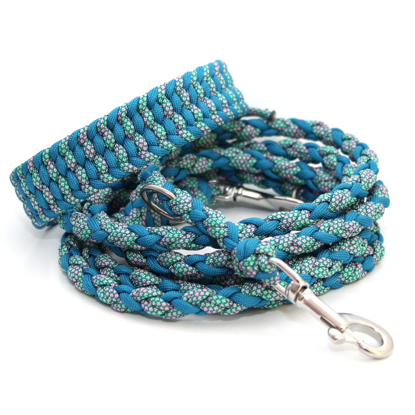 Paracord Halsband Farbrausch - Farben: Caribbean Blue, Victorian Rose