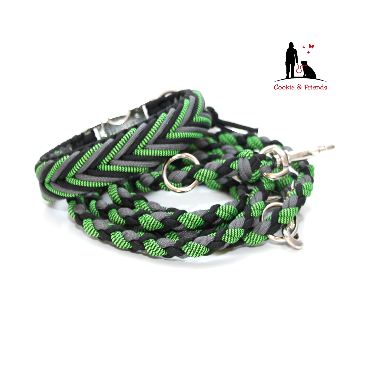 Paracord Halsband Arrow - Farben: Shockwaves Green, Charcoal, Black