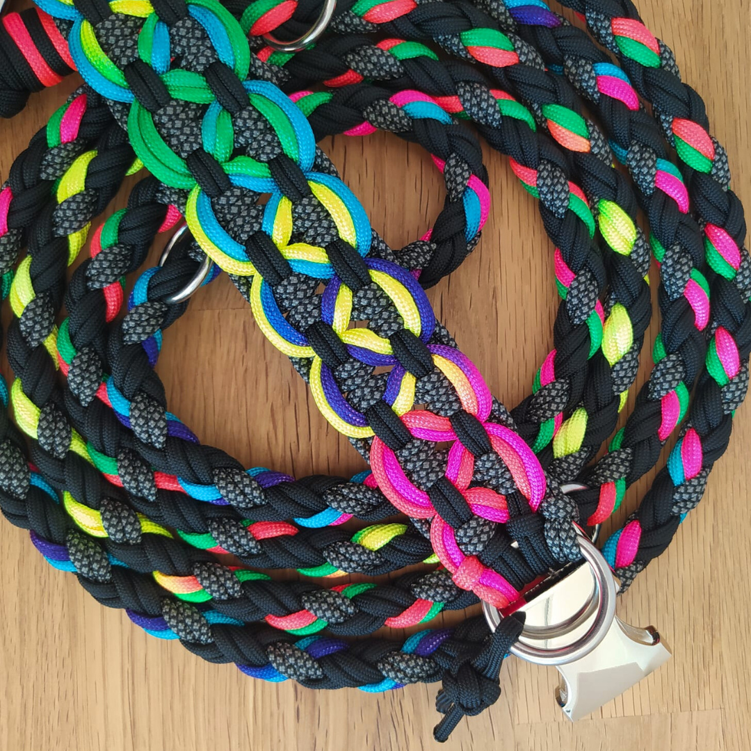 Paracord Halsband Big Wave - Farben: Regenbogen, Schwarz, Charcoal Diamonds