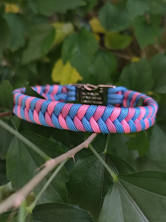 Paracord Halsband Konfetti - Farben: Barbie Blue, Rose Pink, Lavender Pink